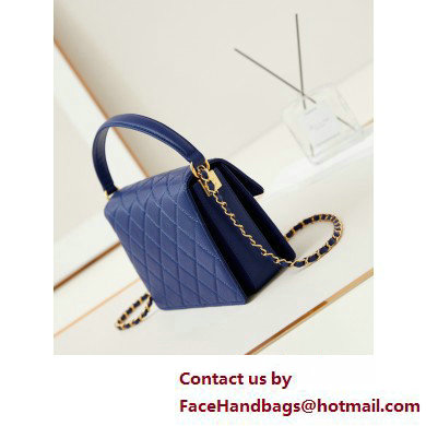 Chanel Grained Calfskin  &  Gold-Tone Metal Flap Bag with Top Handle Blue 2025